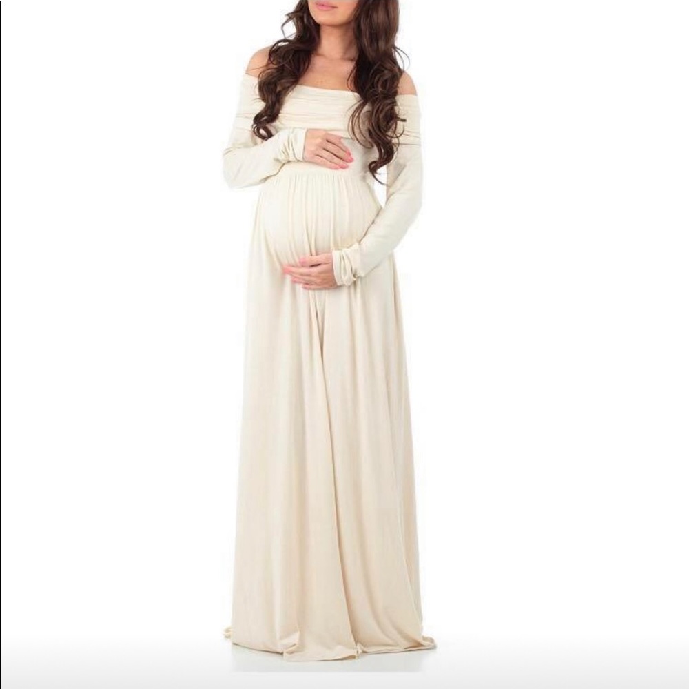 Cowl Neck Over The Shoulder Ruched Maternity Dress